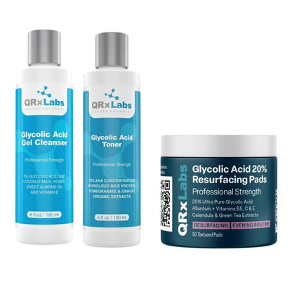 Glycolic Acid Bestsellers Trio: 20% Resurfacing Pads, Cleanser &amp; Toner