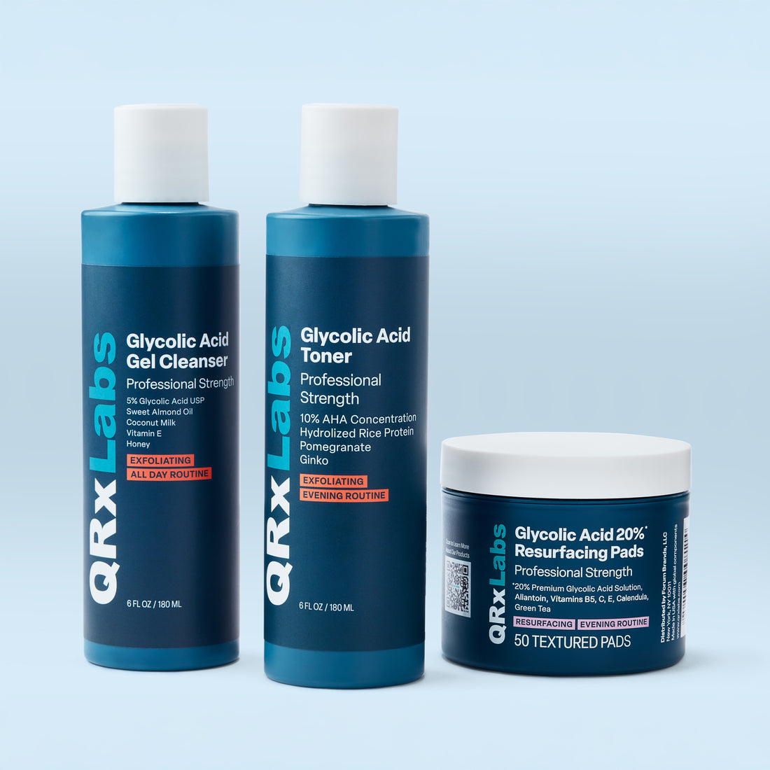 Glycolic Acid Bestsellers Trio: 20% Resurfacing Pads, Cleanser &amp; Toner