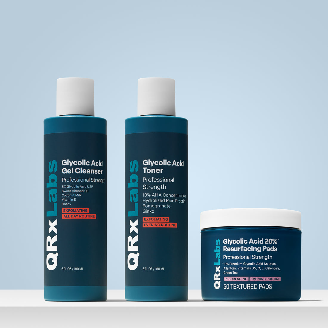Glycolic Acid Bestsellers Trio: 20% Resurfacing Pads, Cleanser &amp; Toner