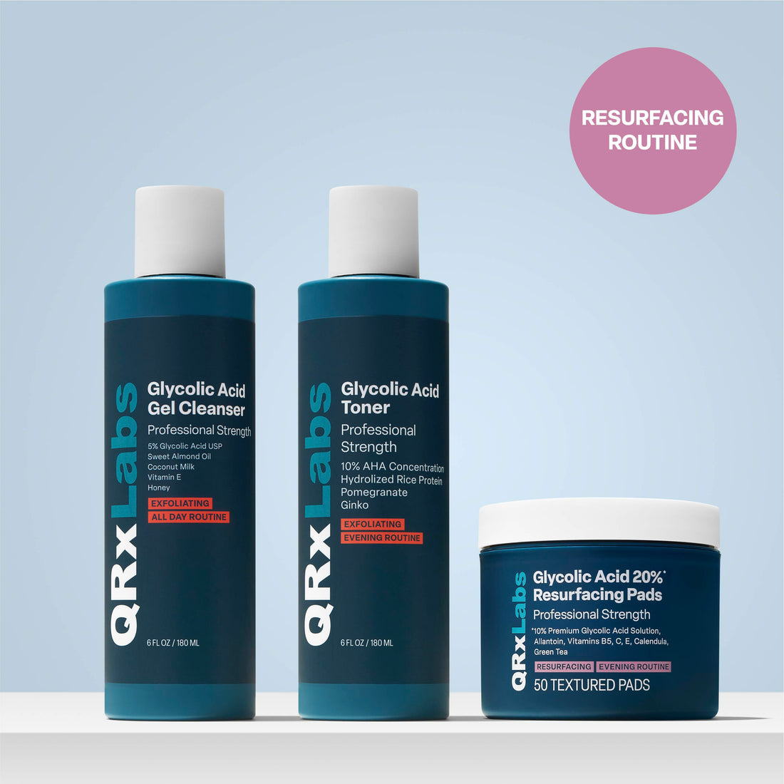 Glycolic Acid Bestsellers Trio: 20% Resurfacing Pads, Cleanser &amp; Toner
